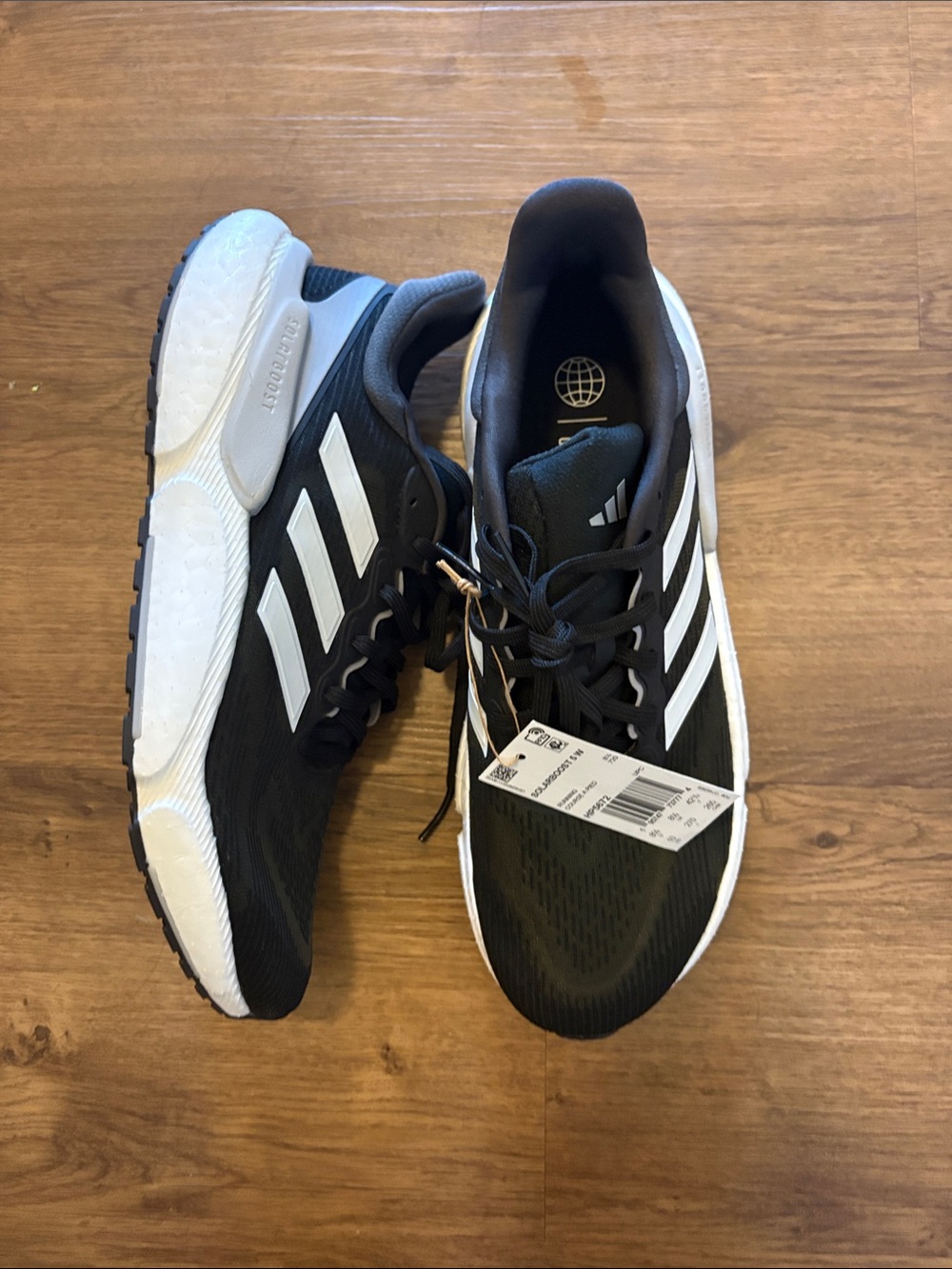 adidas solarboost Black and White Athletic Running Shoes